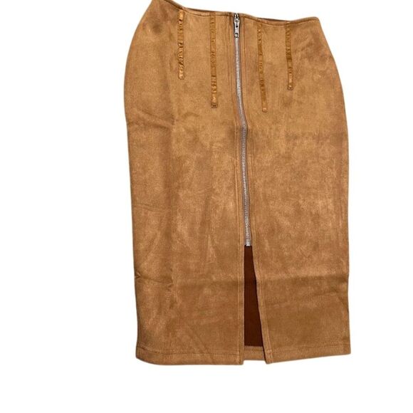 HYFVE Dresses & Skirts - HYFVE Women's Suede Midi Pencil Skirt Pecan Brown Size S Casual